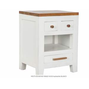    2   MESITAS DE NOCHE MANGO ACACIA 45X40X60 BLANCO